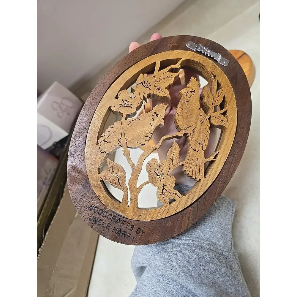 Lot of 2 Vtg Woodcrafts by Uncle Harry Laser-Cut Wood Wilderness Wall Home Decor